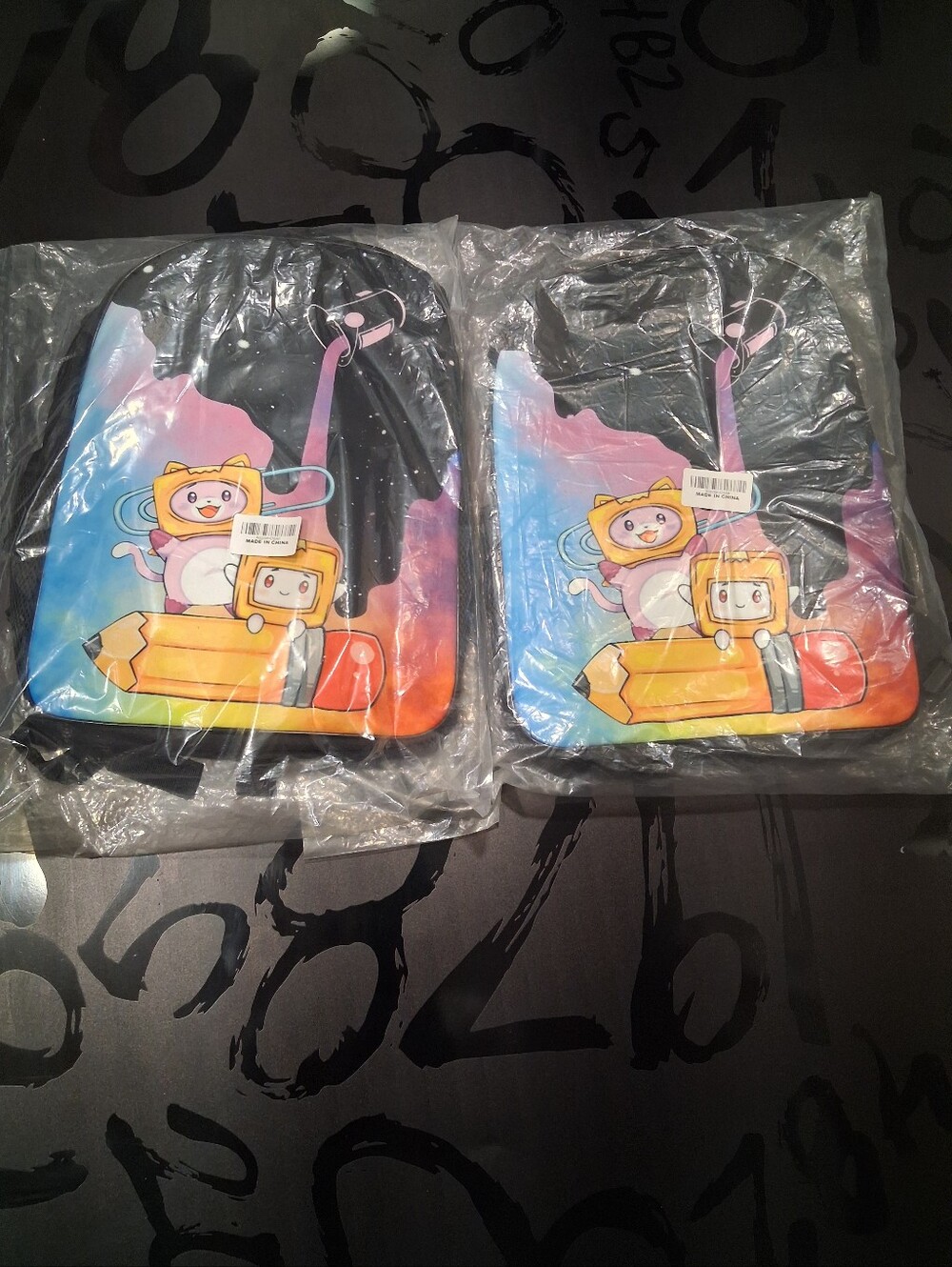 Kids Cartoon Pencil Rocket Backpack - Black Multicolor (2) BackPacks